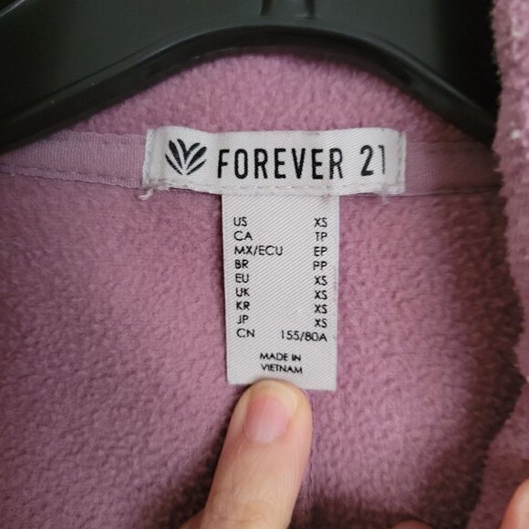 Forever 21 Purple Fleece Full Zipper Drawstring Long Sleeve Cozy Jacket Size XS - Picture 7 of 10